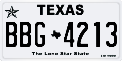 TX license plate BBG4213