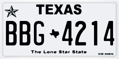 TX license plate BBG4214