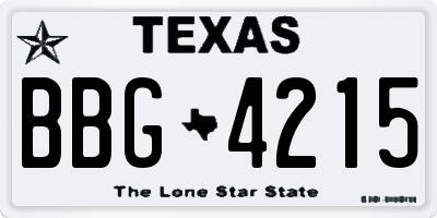 TX license plate BBG4215