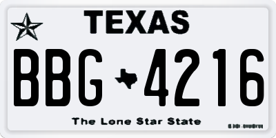 TX license plate BBG4216