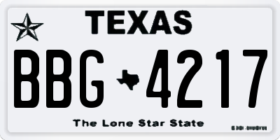 TX license plate BBG4217