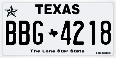 TX license plate BBG4218