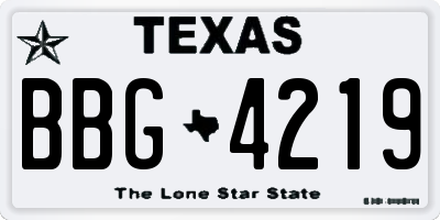 TX license plate BBG4219