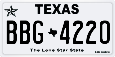 TX license plate BBG4220