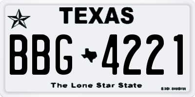 TX license plate BBG4221