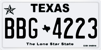 TX license plate BBG4223