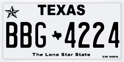 TX license plate BBG4224