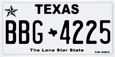 TX license plate BBG4225