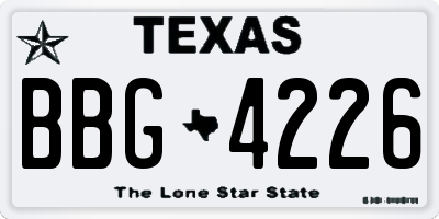 TX license plate BBG4226