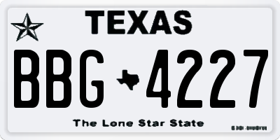 TX license plate BBG4227