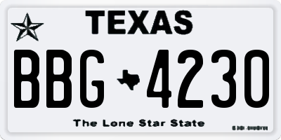 TX license plate BBG4230