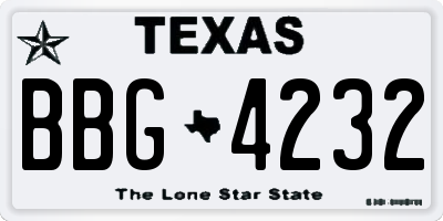 TX license plate BBG4232