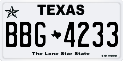 TX license plate BBG4233