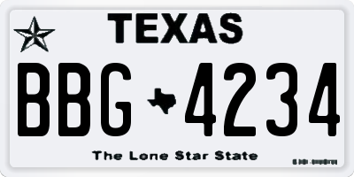 TX license plate BBG4234