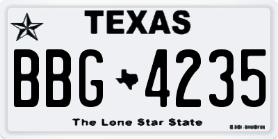 TX license plate BBG4235