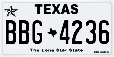 TX license plate BBG4236