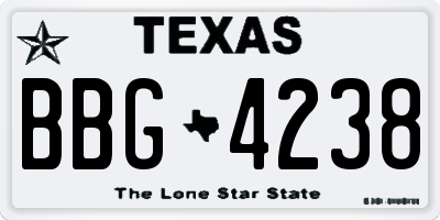 TX license plate BBG4238