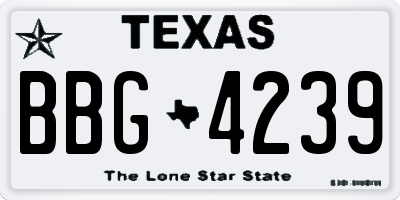 TX license plate BBG4239