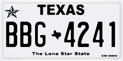 TX license plate BBG4241