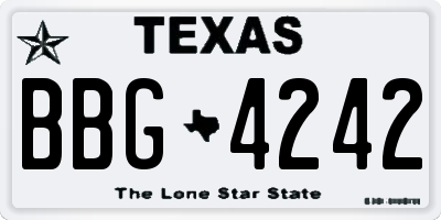 TX license plate BBG4242