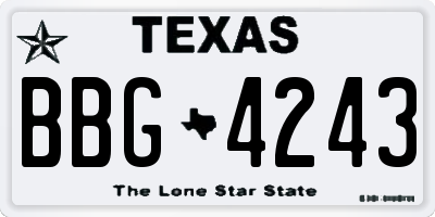 TX license plate BBG4243