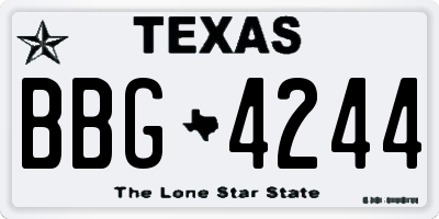 TX license plate BBG4244