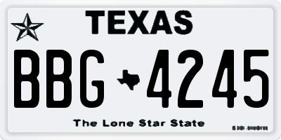 TX license plate BBG4245