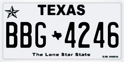 TX license plate BBG4246