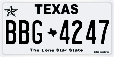 TX license plate BBG4247