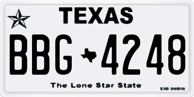 TX license plate BBG4248