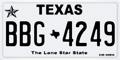 TX license plate BBG4249