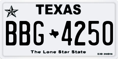 TX license plate BBG4250