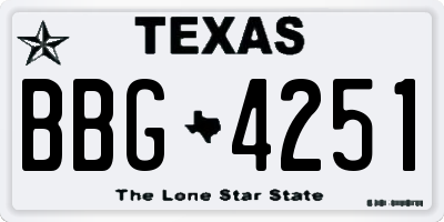 TX license plate BBG4251