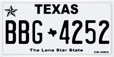 TX license plate BBG4252