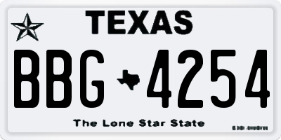 TX license plate BBG4254