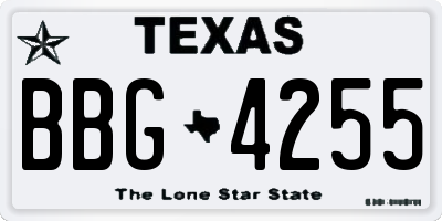 TX license plate BBG4255