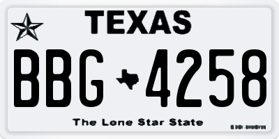 TX license plate BBG4258