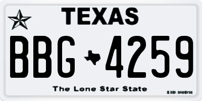 TX license plate BBG4259