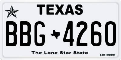 TX license plate BBG4260