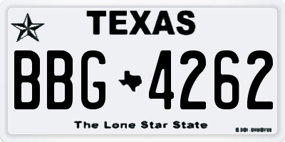 TX license plate BBG4262