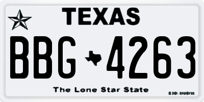 TX license plate BBG4263