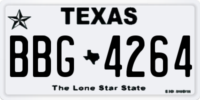 TX license plate BBG4264