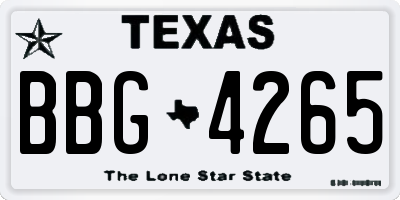 TX license plate BBG4265