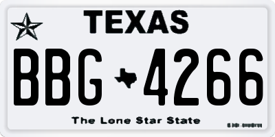 TX license plate BBG4266