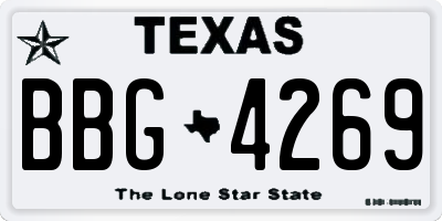 TX license plate BBG4269