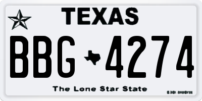 TX license plate BBG4274