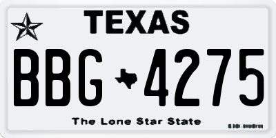 TX license plate BBG4275