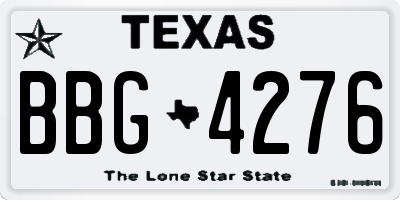 TX license plate BBG4276