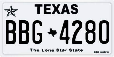 TX license plate BBG4280