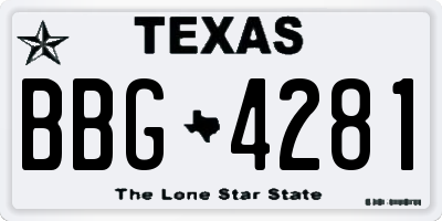 TX license plate BBG4281